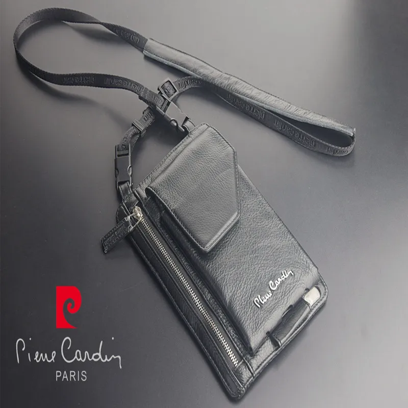 

Pierre cardin male casual shoulder cowhide genuine leather strap for LG G5 G6 G7 G8 G8S V30 V40 V50 ThinQ mobile phone bag