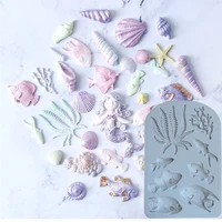 diy epoxy resin seaweed fish silicone mold ocean series cake baking decoration chocolate mold pudding fish silicone mold