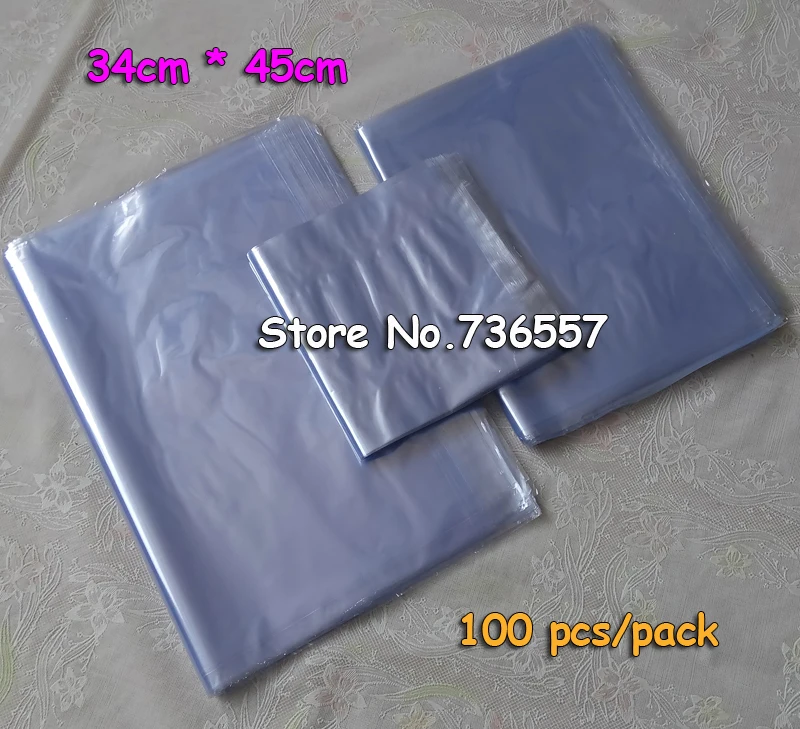 

34*45cm Soft Transparent Blow Molding PVC Heat Shrinkable Bags Shrink Film Wrap Cosmetic Packaging Wrap Materials Plastic Bag