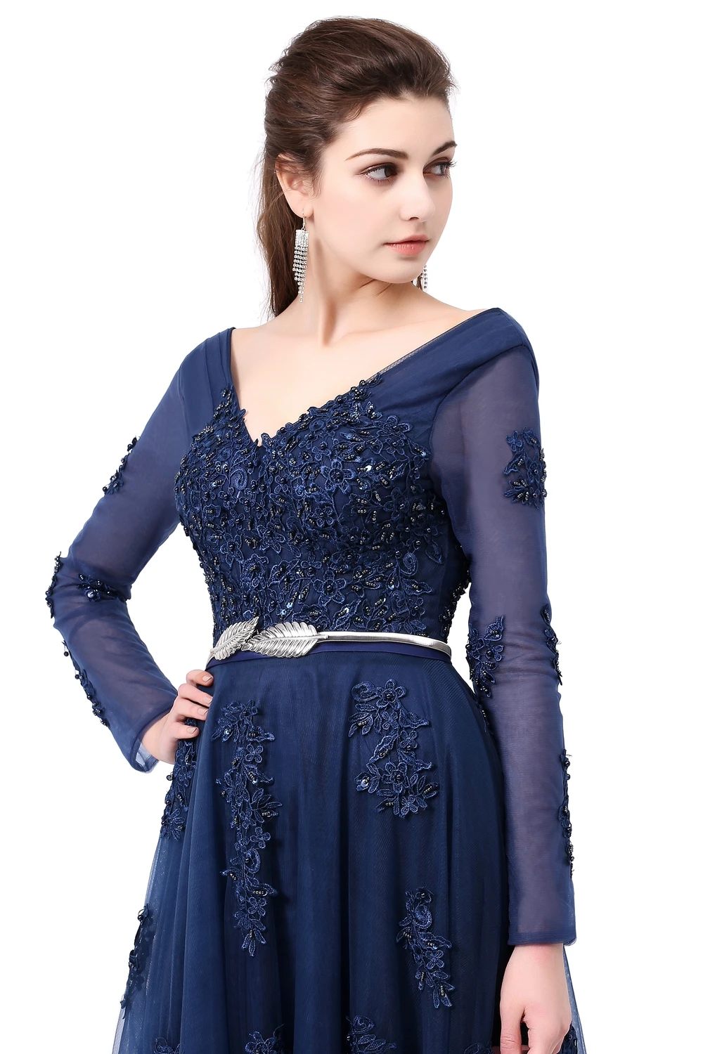 Женское вечернее платье SSYFashion сексуальное кружевное с открытой спиной V образным