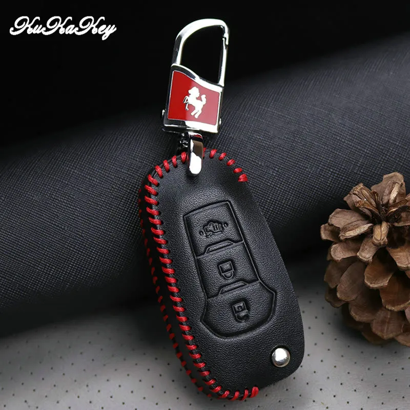 Чехол для автомобильного ключа KUKAKEY чехол из натуральной кожи Ford Focus Mondeo откидной