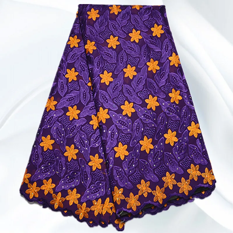 Pcl169 фиолетовый + желтый последние Стиль африканская швейцарский хлопок Кружево