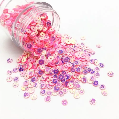Pink gold 4 мм круглые колеса цветок Золотое покрытие свободные блестки ПВХ DIY раззноцветные часы ремесло для одежды аксессуары конфетти Spangles 10g - Цвет: Pink gold
