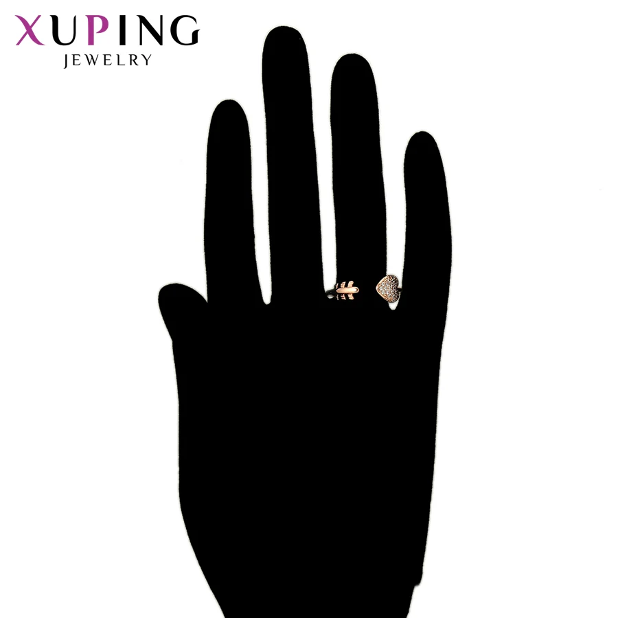 Xuping, элегантные кольца в форме сердца, очаровательный стиль, покрытие из розового золота, вечерние ювелирные изделия для девочек, рождественский подарок S111, 1-15712