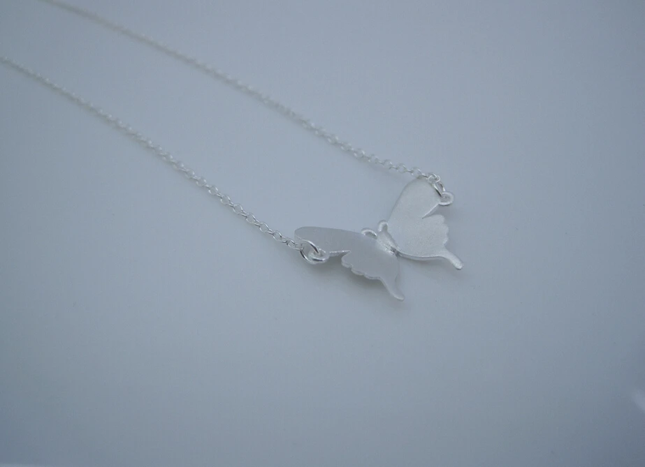 Стерлингового серебра 925 ожерелье бабочки кулон ручной работы оригинальный