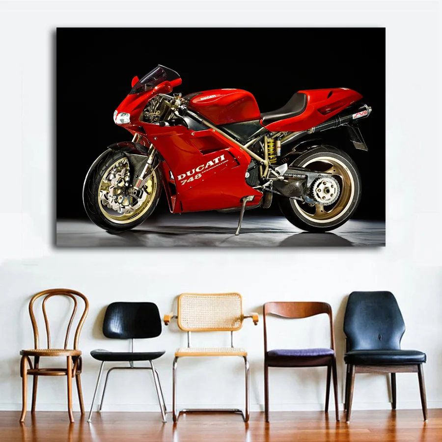 Мотоцикл Ducati 748 постер на стену автомобиля Superbike картина шелковом холсте с