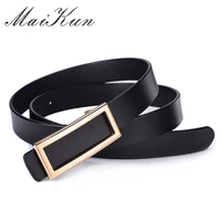 maikun thin belts for women unisex genuine leather belt female metal buckle belt straps waistband for jeans dress