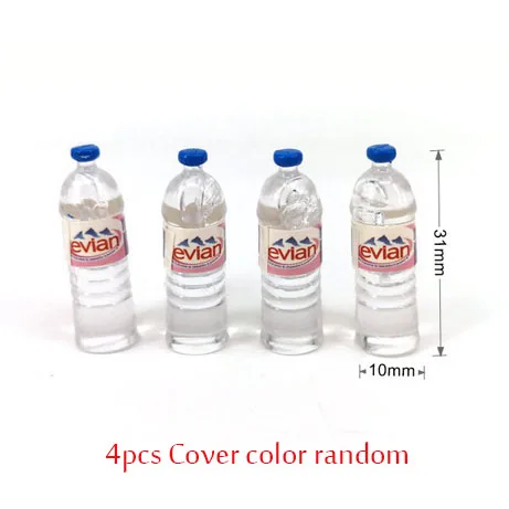 Round bottle 4pcs Boxi 10 шт. 1:12 мини-моделирование минеральной воды бутылка смолы модель Кукольный дом Миниатюрный Детский подарок игрушки украшения дома аксессуары - Цвет: Round bottle 4pcs