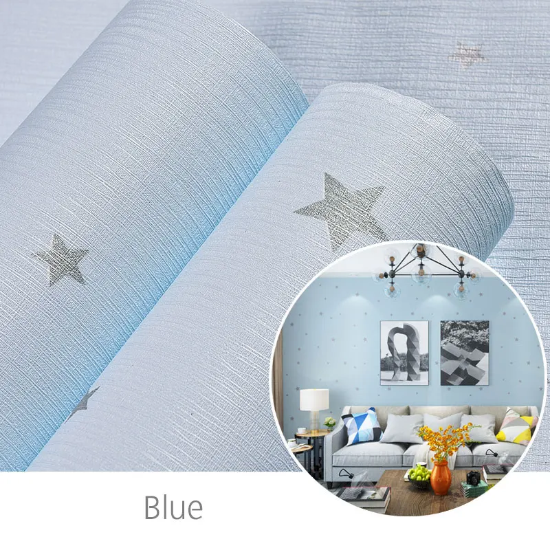 Blue Обои самоклеящиеся для детской комнаты спальни 3D звезды фотообои для гостиной ПВХ водонепроницаемые виниловые обои домашний декор - Цвет: Blue