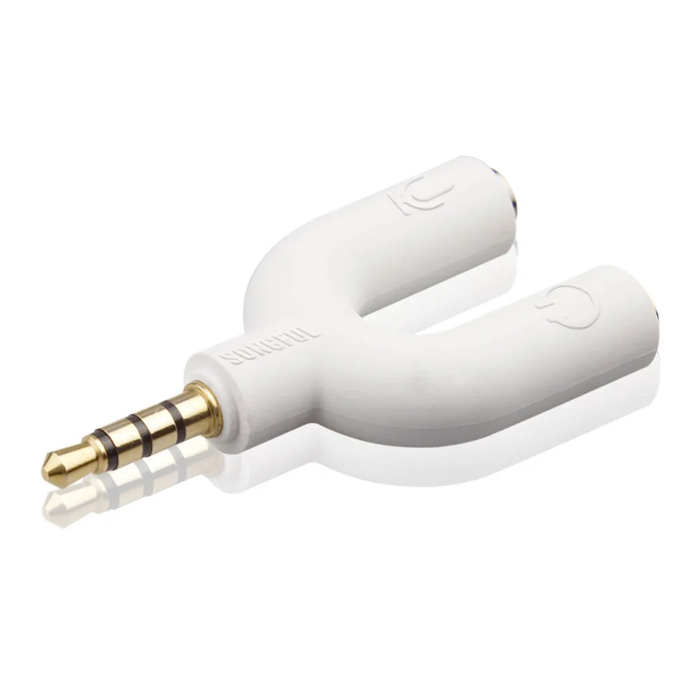 New 2 in 1 Swivel Connector For Computer Mobile Phone PC Adapter U Type Dual 3.5 MM Headphone Plug Audio Cables Splitter Mic |
