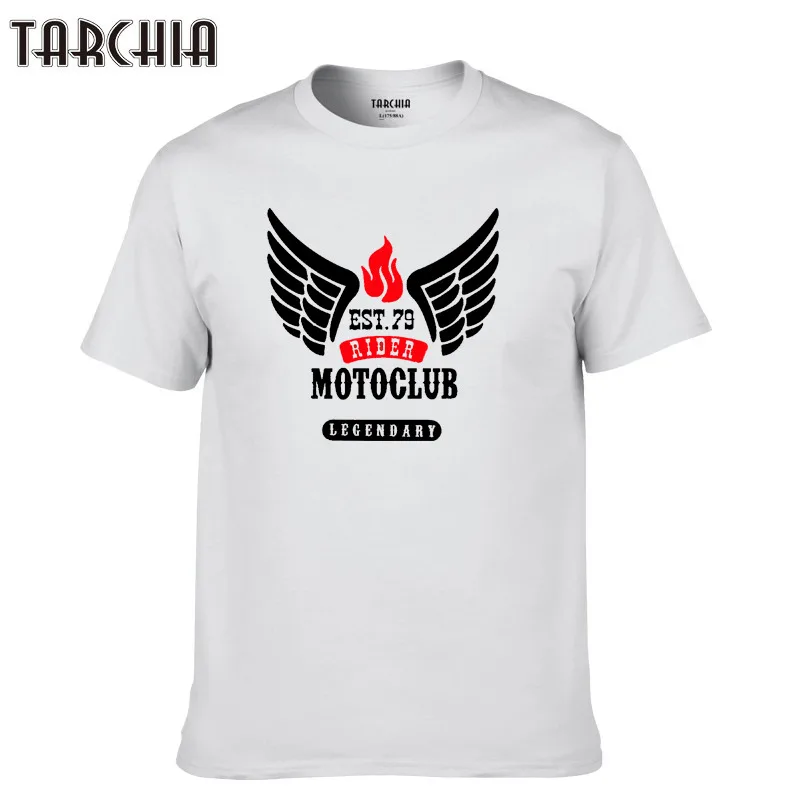 TARCHIA 2021 Tees Tops Homme Print Cotton Short Sleeve Motoclub Rider New Summer T Shirt Casual Slim Men Plus Size Fashion | Мужская