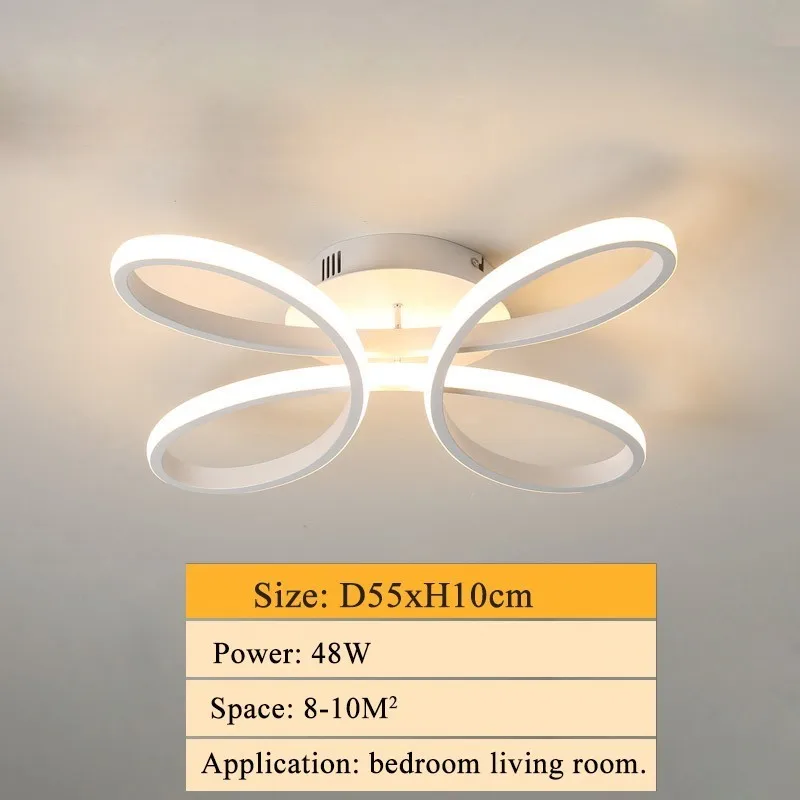 Modern led chandelier lighting for living room bedroom dining room indoor home lustre chandelier lamp AC90v-260v lampadario - Цвет абажура: D55xH10CM 48W