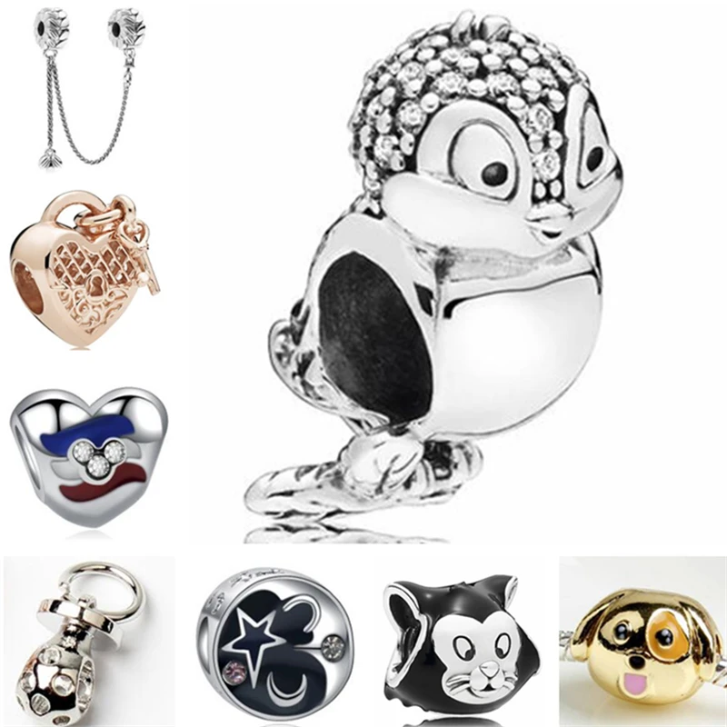

Btuamb Luxurious Crystal Cute Animal Owl Rabbit Cat Dog Beads Fit Pandora Bracelets & Bangles Women DIY Jewelry Accessories Gift