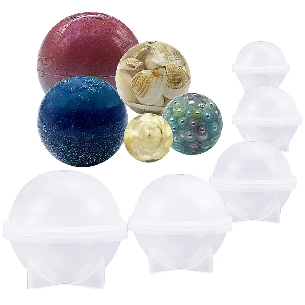 Facemile 5pcs Sphere Resin Silicone Molds Round DIY 3D Epoxy Wax Soap Bath Bomb Jewelry Making Candle Cake Chocolate Jelly Mould | Дом и сад