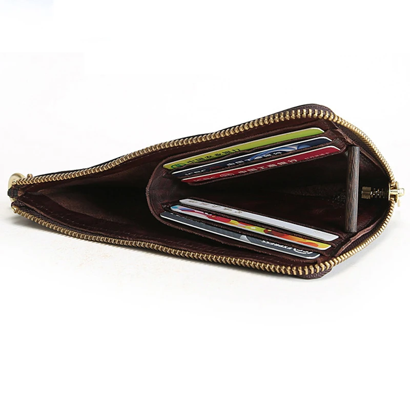 Мужской кошелек из натуральной кожи SIMLINE Винтажный Длинный тонкий клатч на