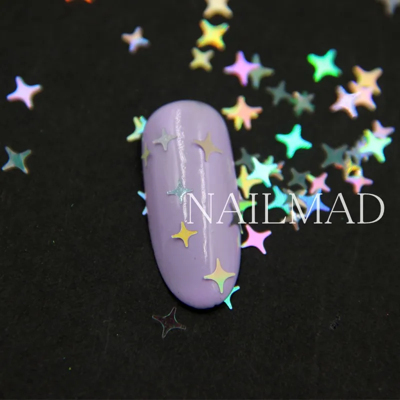 3 мл/коробка NailMAD Cross Star Glittes Holo Четырехугольная Звезда Блеск для ногтей смешивает ногти голографические блестки для дизайна ногтей украшения