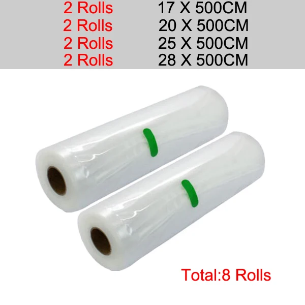 2roll17-20-25-28 Вакуумные пакеты для хранения пищевых продуктов, пакеты для вакуумного упаковщика, пакеты для хранения свежих продуктов, длительное хранение 12+ 15+ 20+ 25+ 28 см* 500 см - Цвет: 2roll17-20-25-28