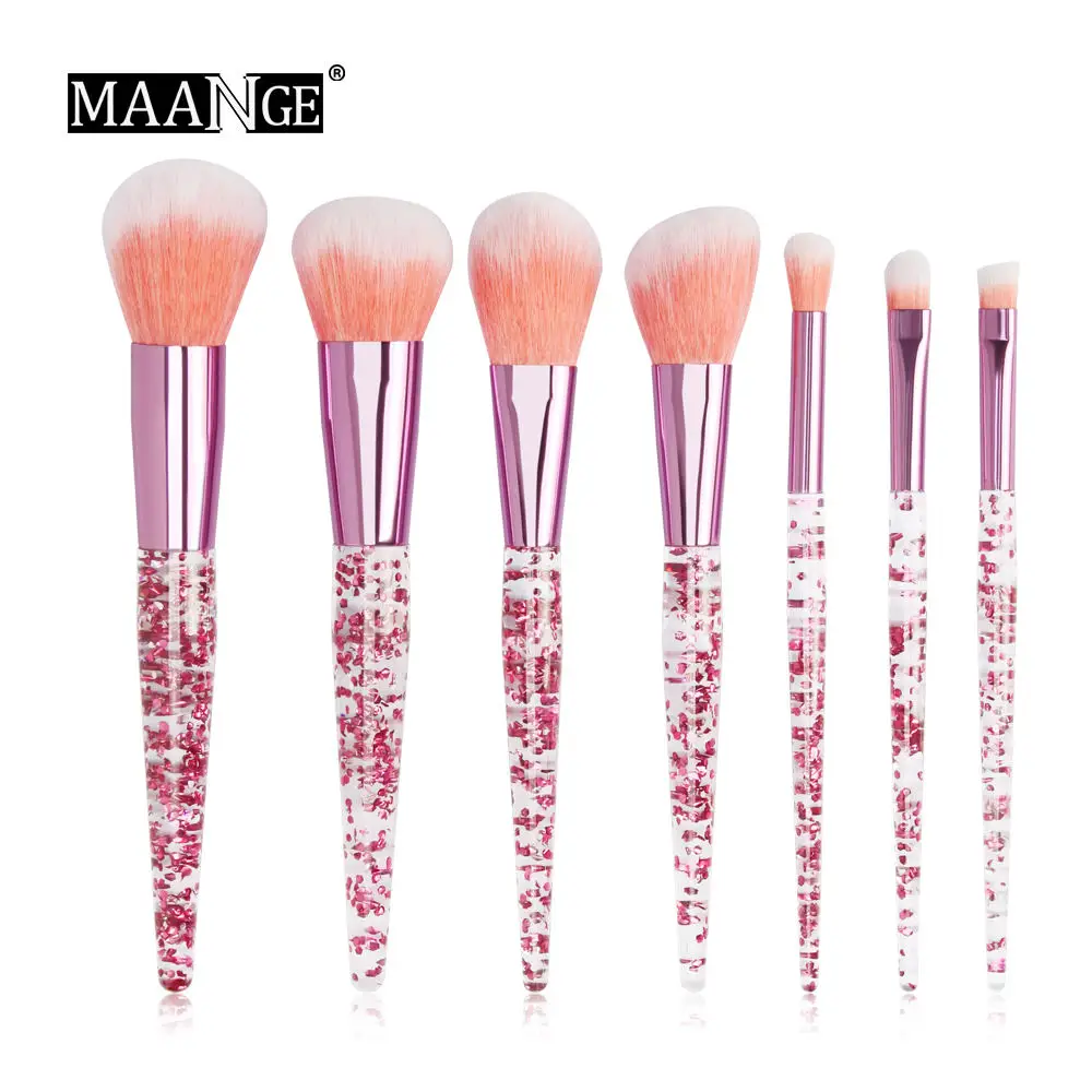7pcs-Pink 4-20 шт цветные кисти для макияжа набор хрустальных ручек тональная пудра консилер тени для век Красота Макияж Кисти pincel maquiagem - Handle Color: 7pcs-Pink