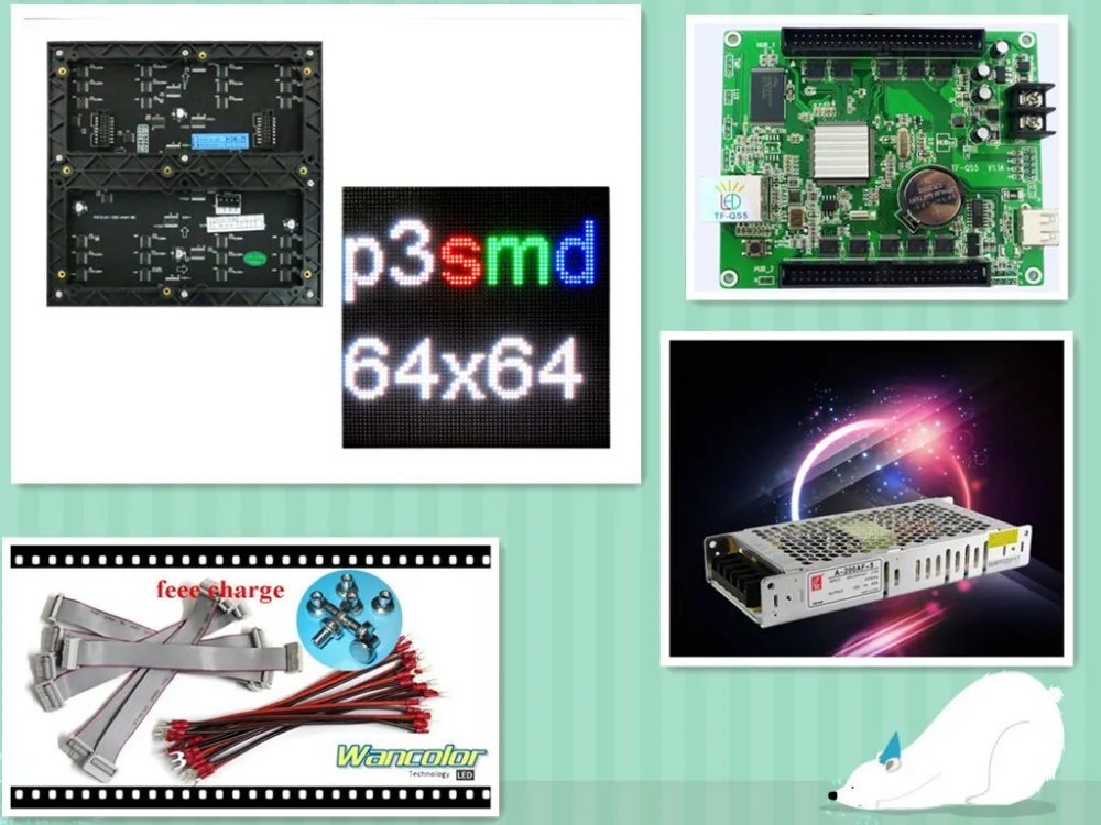 Бесплатная доставка DIY светодиодный дисплей 10 шт. P3 внутренний SMD модуль (192*192 мм) +
