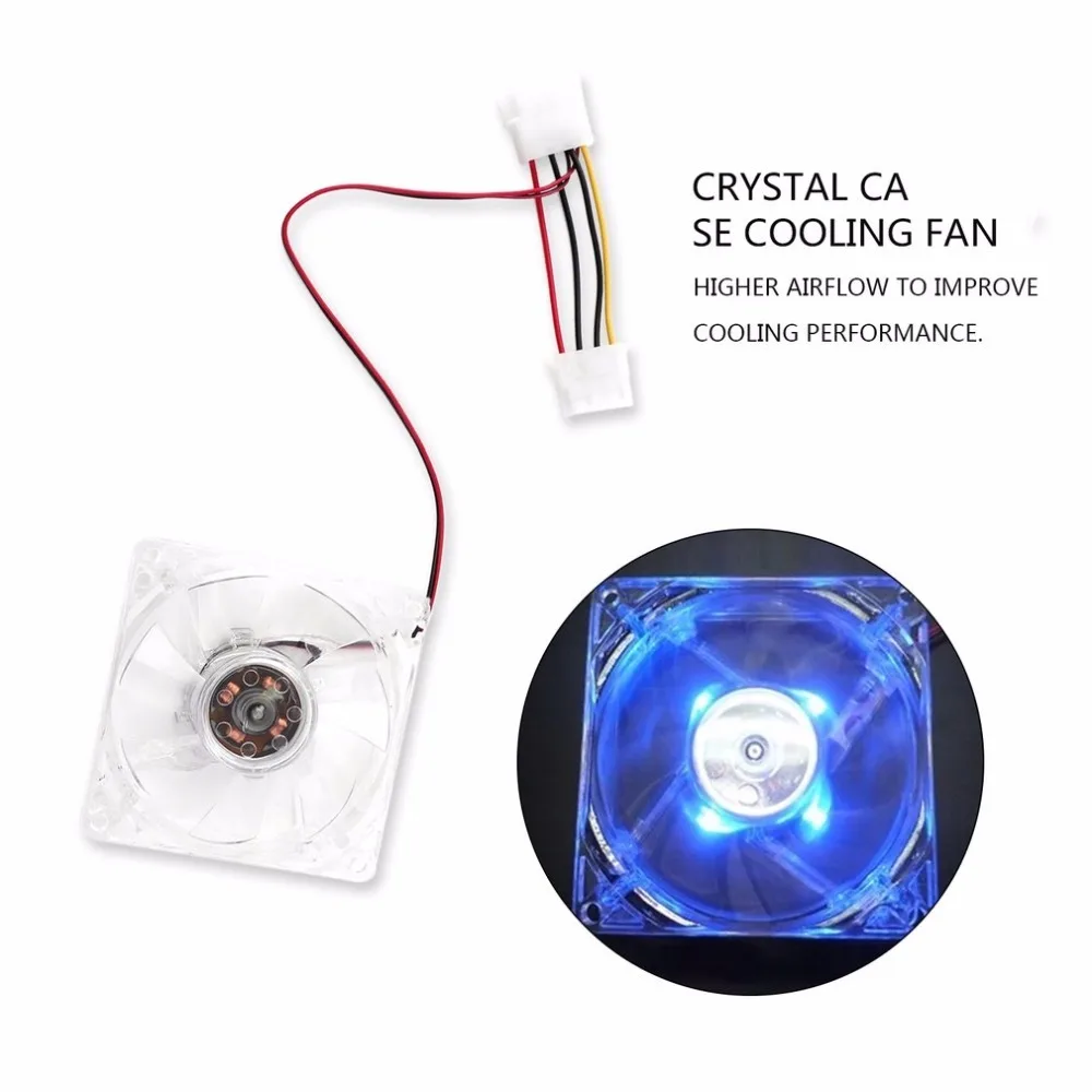 12V 0.20A 80x80x25mm вентилятор компьютера 4 светодиодный бесшумный ПК компьютер чехол