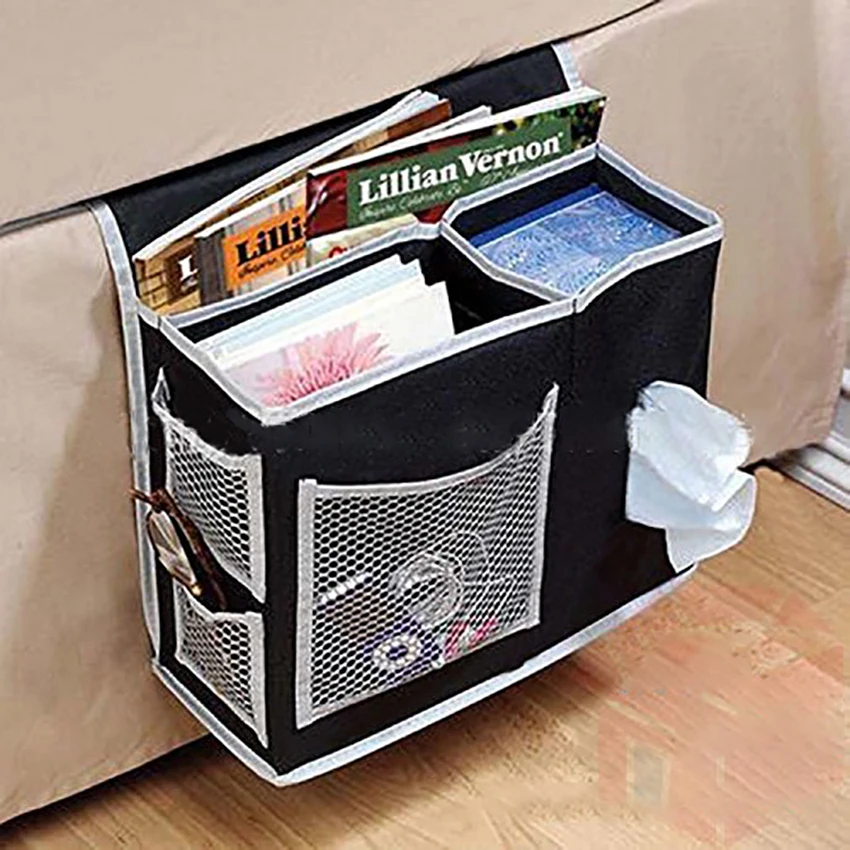

Sofa/Bed Bedside Cloth Storage Bag Magazines/Books/Newspaper/Remote Control/Phone/Tissues Container Holder Mesh Hanging Bags