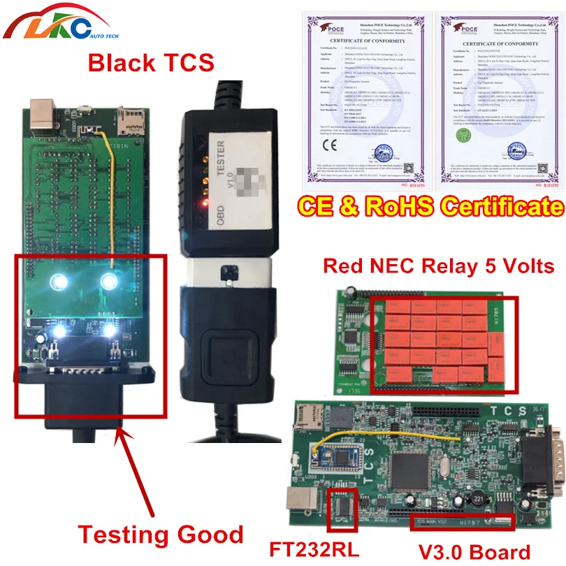 OBDIICAT TCS красное реле 5 в V3.0 доска черный TCS bluetooth 2015R3/ с keygen Авто диагностический инструмент автомобили/грузовики