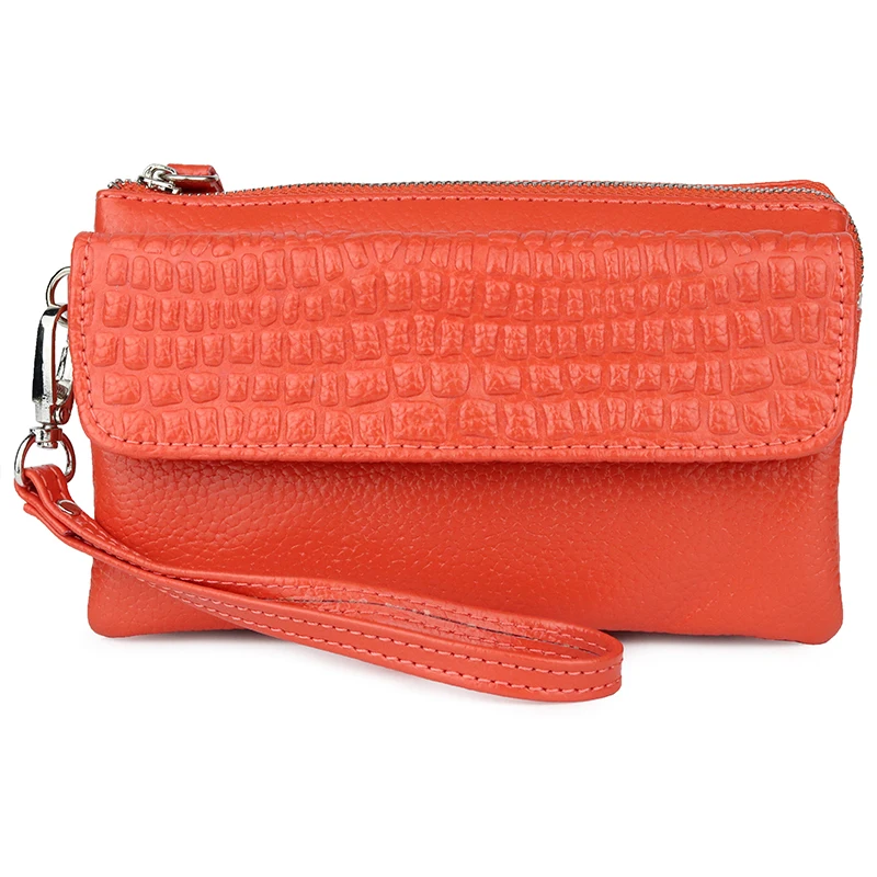 Женский Длинный кошелек из натуральной кожи для монет с отделением карт