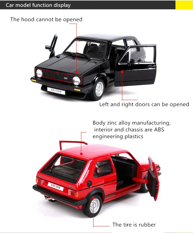 Bburago 1:24 1979 Golf GTI имитация сплава Модель автомобиля ремесла украшение Коллекция игрушек инструменты подарок