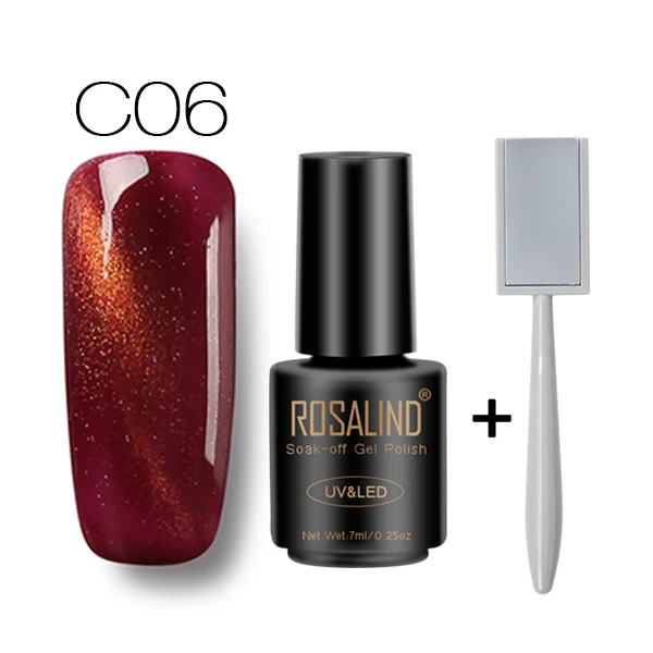 C06 with Magnet ROSALIND магнит кошачьи глаза 30 цветов Гель-лак для ногтей Светодиодный УФ Гель-лак для ногтей Полупостоянный 7 мл Гель-лак для ногтей - Цвет: C06 with Magnet