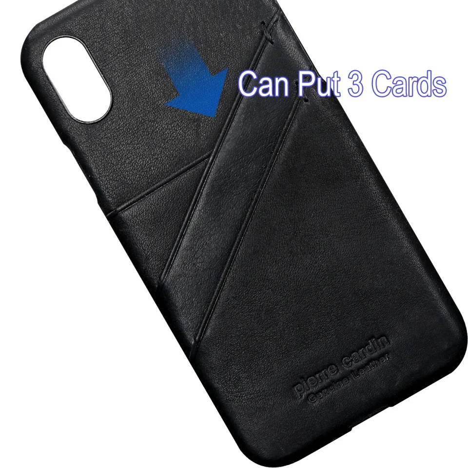 Чехол Pierre Cardin для iPhone X, Винтажный чехол из натуральной кожи с отделениями для карт, жесткая задняя крышка для Apple iPhone X, чехол для телефона, Fundas