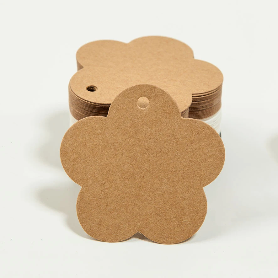 

50pcs/lot Flower Kraft paper Blank price Hang tag Retro Gift Hang tag 6*6cm