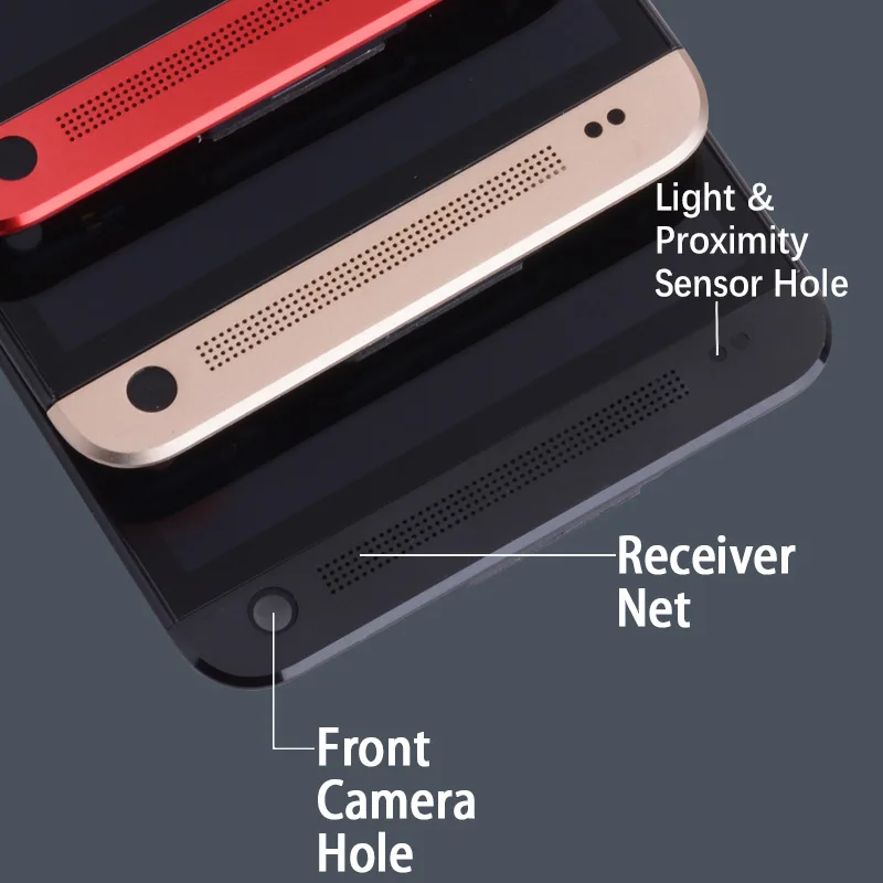 Дисплей для HTC ONE M7 801e LCD в сборе с тачскрином на рамке черный красный золотой синий Серебряный