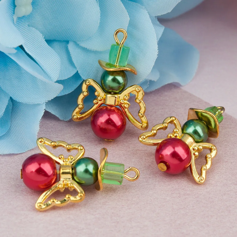 DoreenBeads шармы из сплава цинка и Стекла Ангел серебряного цвета рождественские