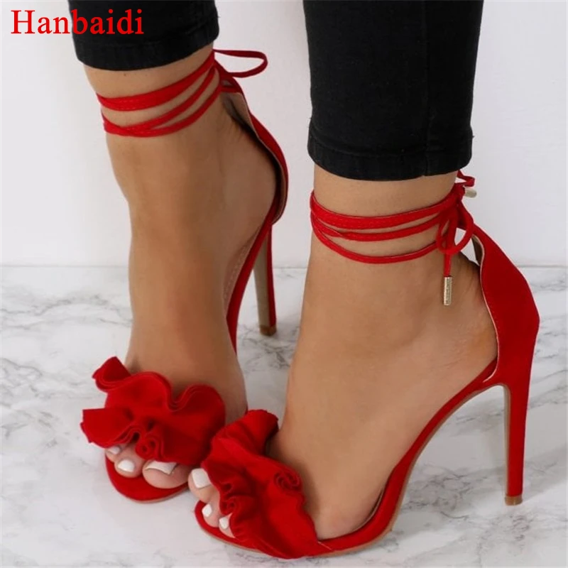 Hanbaidi/Новые модные женские летние босоножки с цветочным декором пикантные