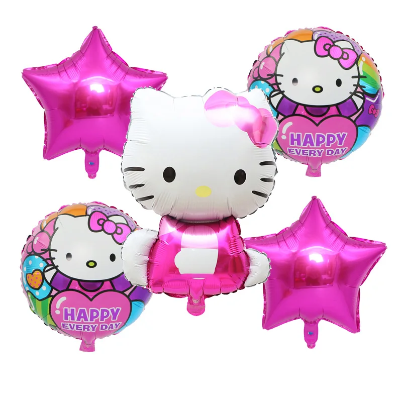 5pcs 5 шт./лот, гелиевые шары из фольги с рисунком hello kitty, праздничные шарики для свадебного украшения, игрушки для детей - Цвет: 5pcs
