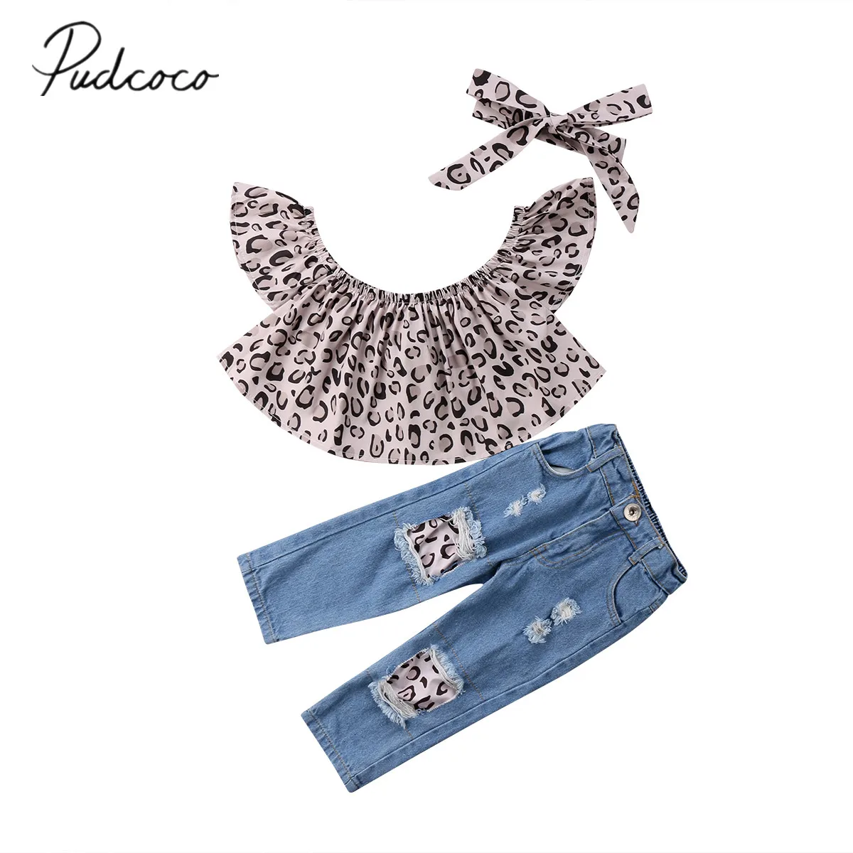 3 шт. детские джинсы-топы с леопардовым принтом | Мать и ребенок