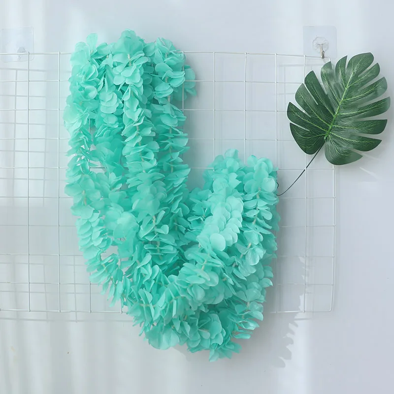 Blue green Искусственный цветок, имитация глицинии, Гортензия, свадебное украшение из ротанга, свадебное украшение для дома, Рождественское украшение, искусственный цветок - Цвет: Blue green