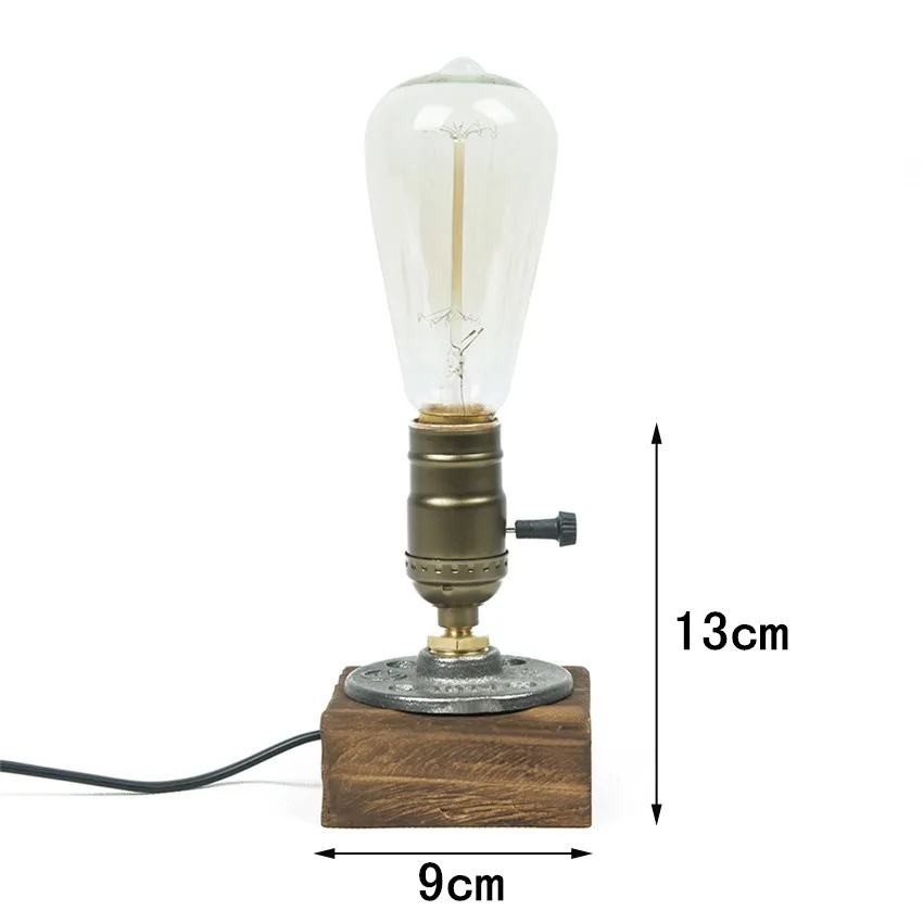Винтаж Edison деревянные настольные лампы деревянное основание гнездо E27 промышленного домашнего декора Настольная лампа для Спальня Кабинет прикроватный украшение комнаты освещение