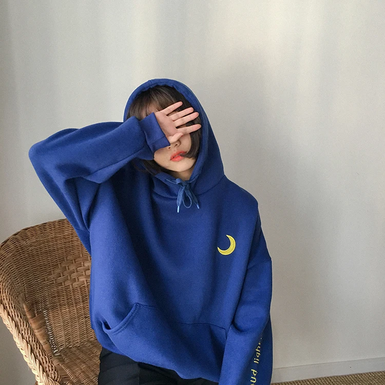 Женские пуловеры с капюшоном однотонные длинным рукавом 3 цвета свободного