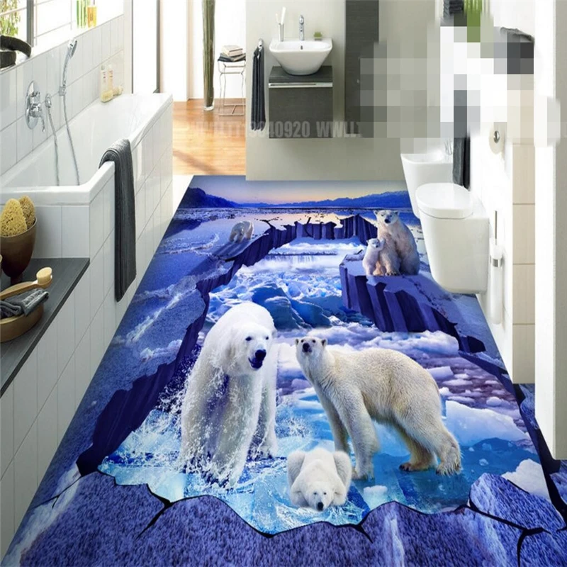Пользовательские фото 3D пол живопись полярный медведь ледник Айсберг река