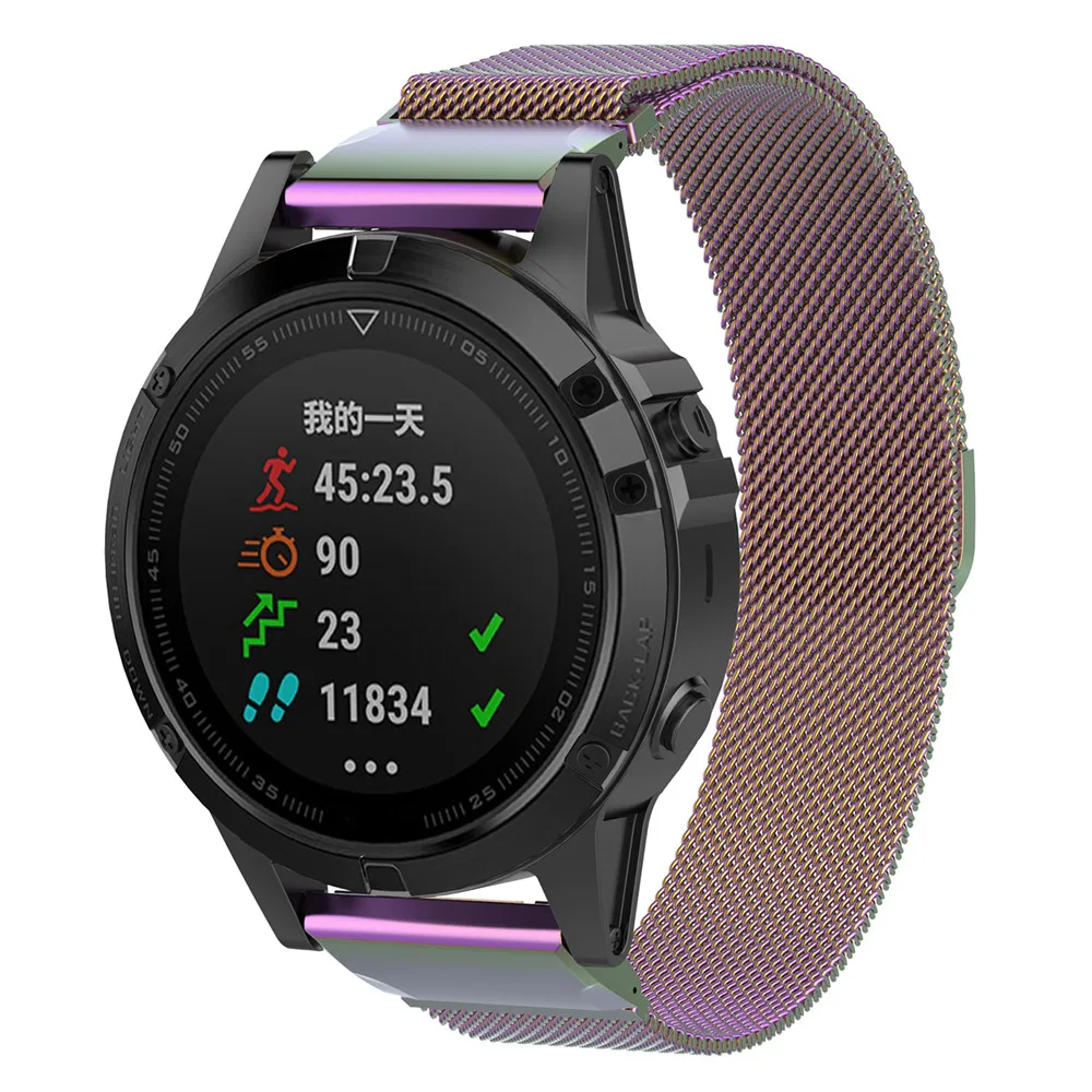 20 мм, 22 мм, 26 мм, Миланский магнитный ремешок для часов, ремешок для Garmin Fenix 5, 5S, 5X, нержавеющая сталь, металл, Quick Fit, Ремешки для наручных часов