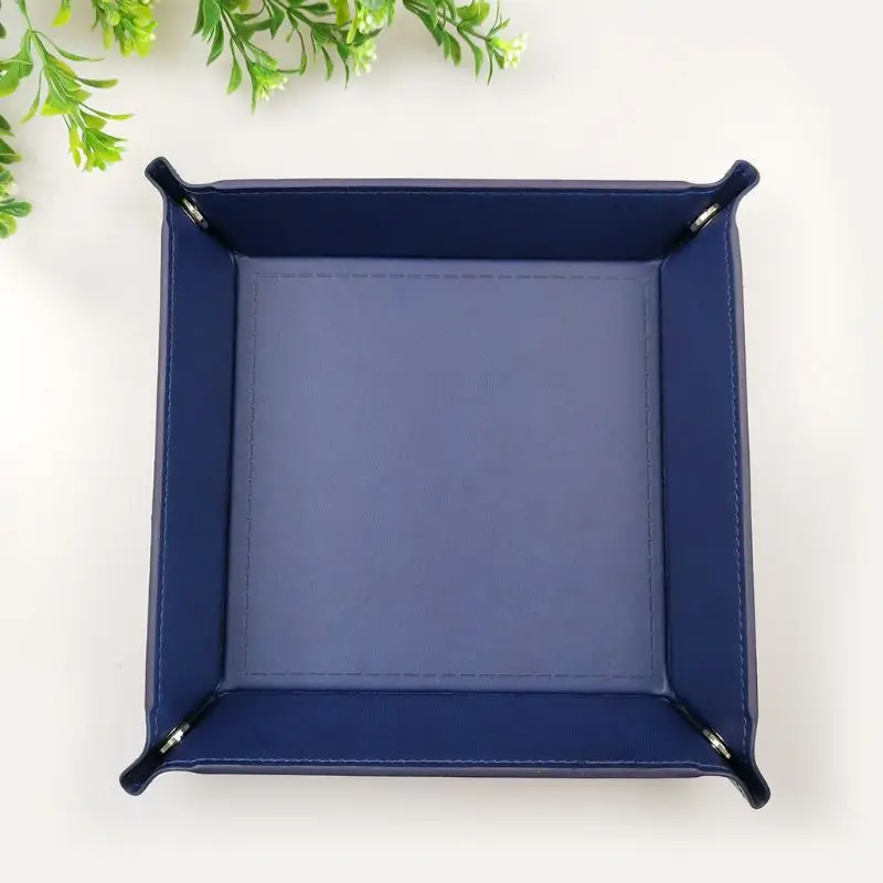 dark blue 1 шт. Складной Настольный ящик для хранения игральных кости из искусственной кожи четырехсторонний лоток игральные кости DND Ключ Монета коробка настольная игра аксессуары - Цвет: dark blue