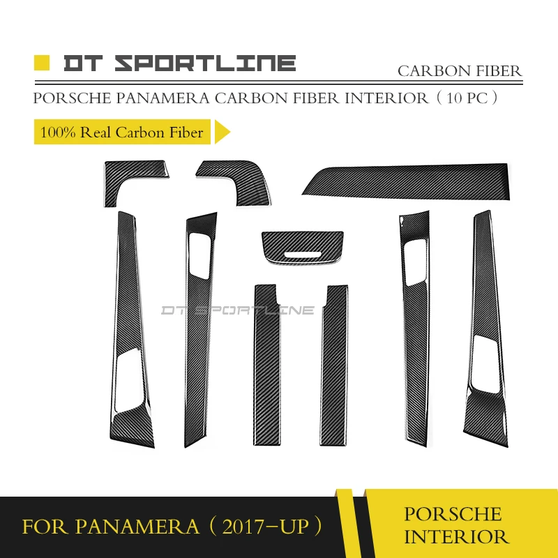 

10Pcs Carbon Fiber Interior Trim Cover Decoration Set Fit for Por-sche Pana-mera 971 2017 2018 2019 Brand New Car Accessories