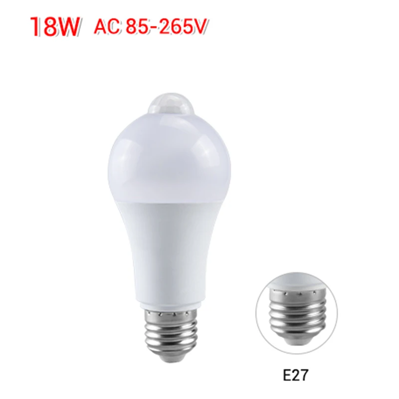 E27 Socket 18W EeeToo умный Ночной светильник с датчиком движения, светодиодный ночник, 85-265 в, E27, 12 Вт, 15 Вт, 18 Вт, 20 Вт, с сумерками до рассвета, умный светильник s для прихожей - Испускаемый цвет: E27 Socket 18W