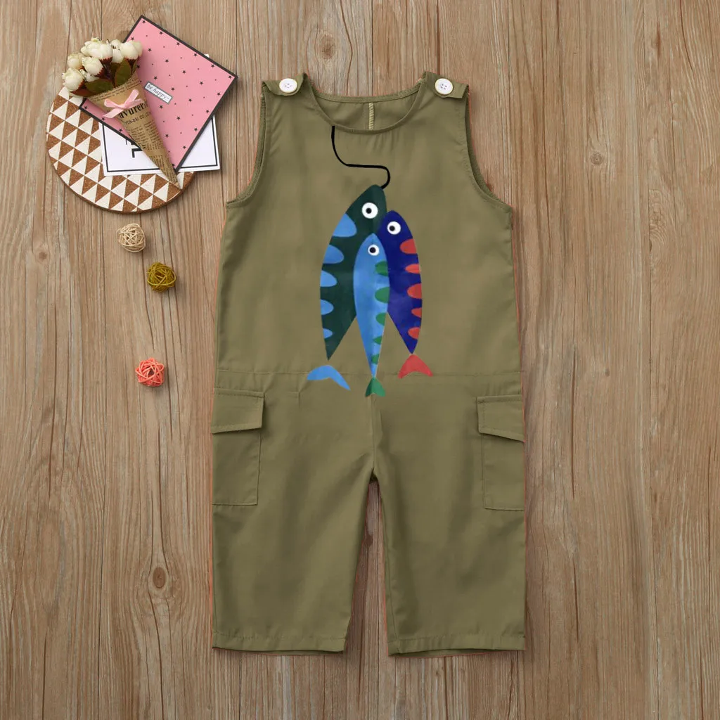 Комбинезон для маленьких мальчиков и девочек комбинезон без рукавов с рисунком