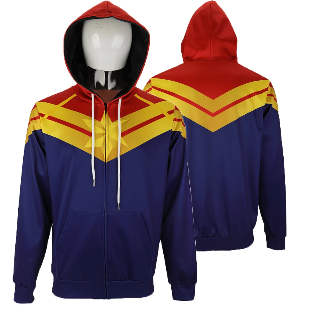 Толстовка с капюшоном и 3D принтом Captain Marvel Carol Ms спортивный костюм повседневная