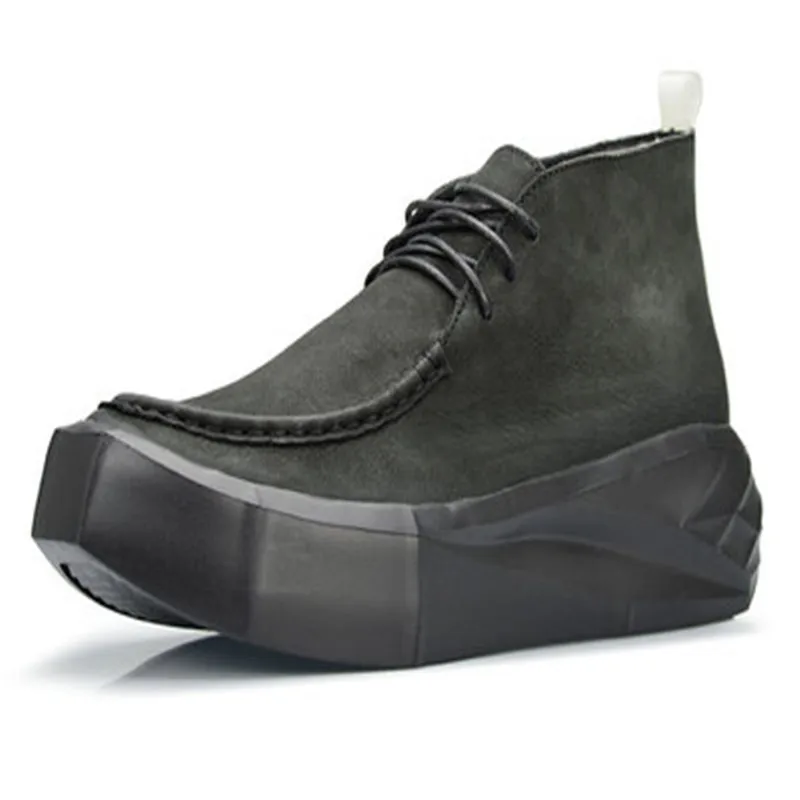 Bmante Men Shoes Height Increasing Flatform Genuine Leather Autumn Luxury Trainers Casual Male Sneakers Gothic Dark Owen |