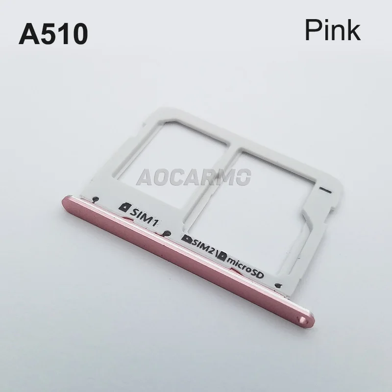Aocarmo металлический Nano SIM лоток MicroSD слот для карты памяти для samsung A5() A510 A510F Двойной Золотой/Серебряный/серый/розовый