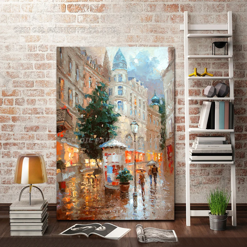 Dafen Master Artist ручная роспись высокое качество впечатление уличный пейзаж картина
