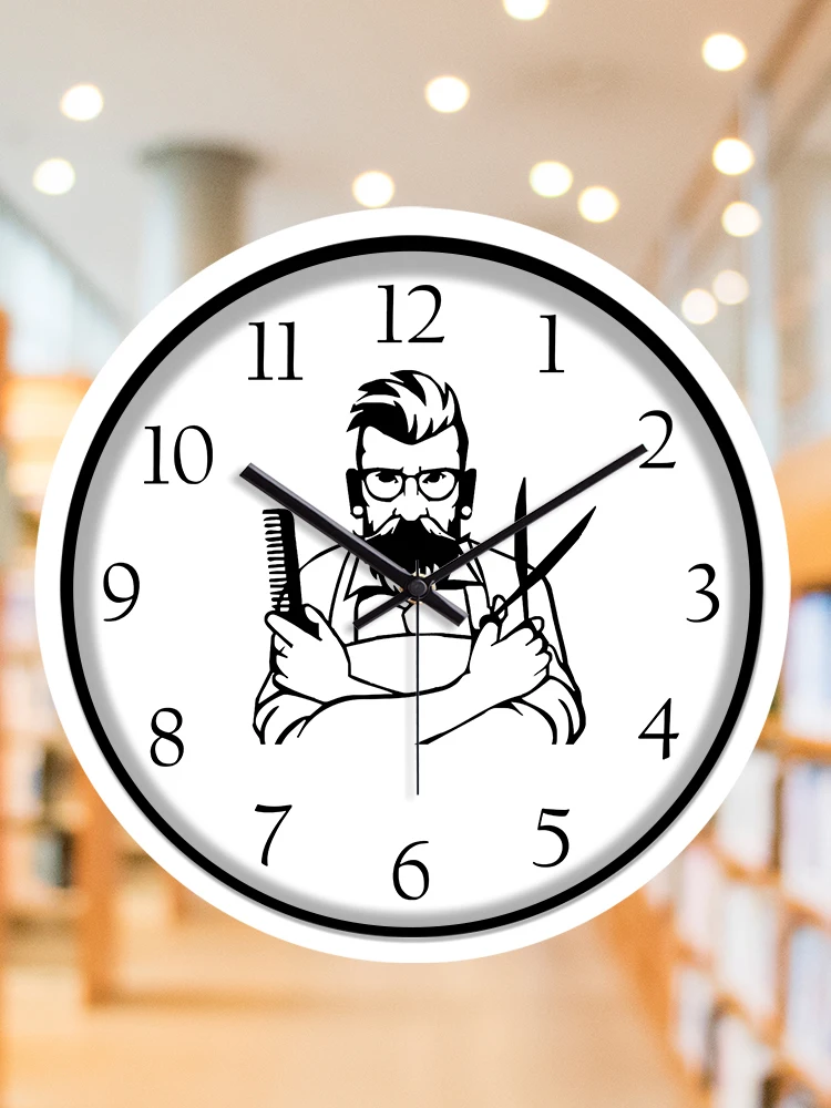 10 дюймов Черный и белый рамка салон часы немой Парикмахерская Wall Art украшение